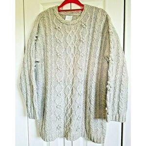 Moda International M Women's Wool Size Medium Gray‎ Sweater 100% Wool Vintage